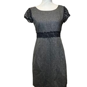 J. Crew Wool Blend Tweed Dress with Lace Waist Detail Lined Pockets Size‎ 2